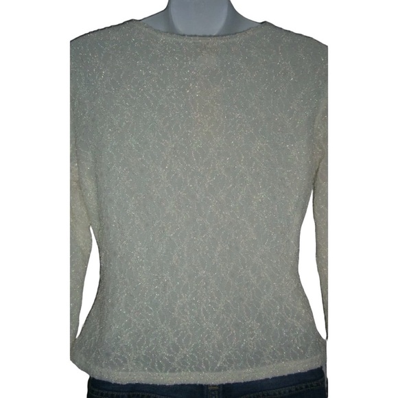 Vintage 90's Jonden Blouse Iridescent Lace Deadstock Top Ivory Gantos Soft Girl - Picture 5 of 9